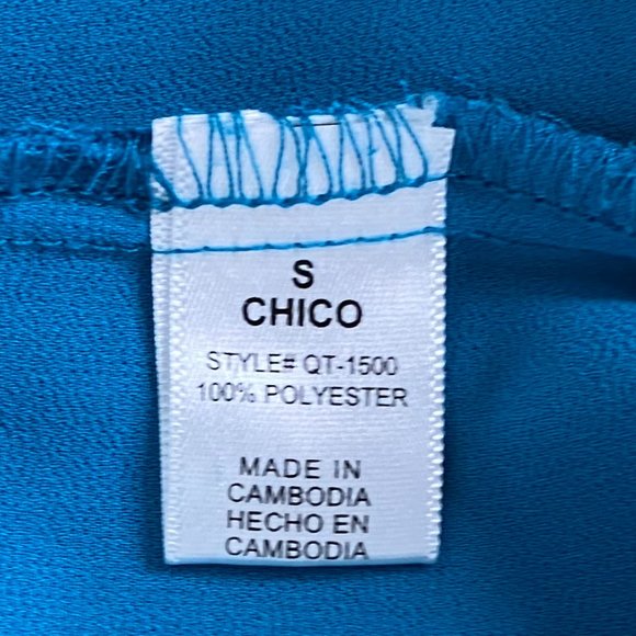 Turquoise Long Sleeves Blouse - Picture 5 of 6